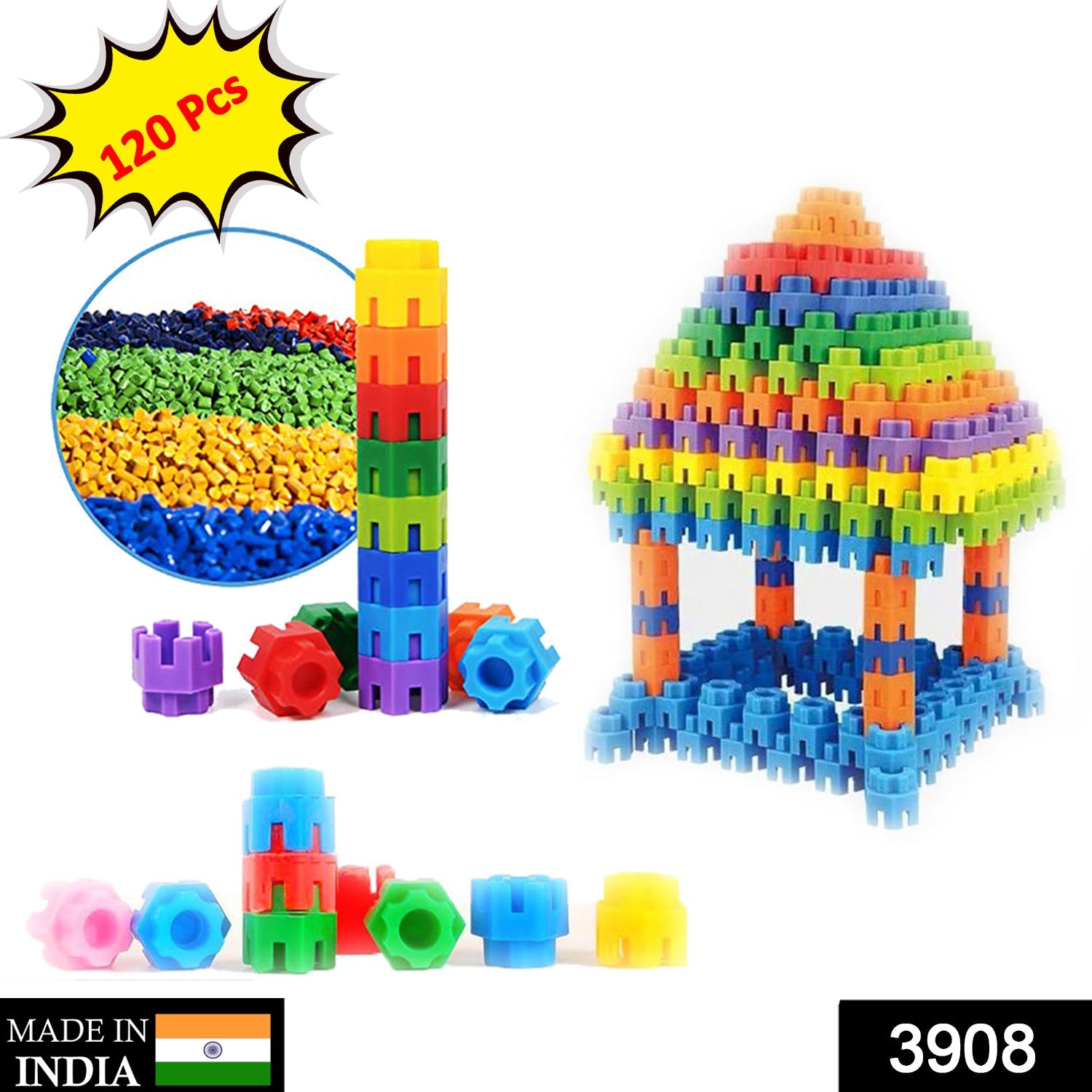 3908 120 Pc Hexa Blocks Toy used in all kinds of household and official places specially for kids and children for their playing and enjoying purposes. 3908 120 Pc Hexa Blocks Toy used in all kinds of household and official places specially for kids and children for their playing and enjoying purposes.